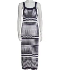 Joie Navy and White Striped Knit Midi Length Dress, XS
